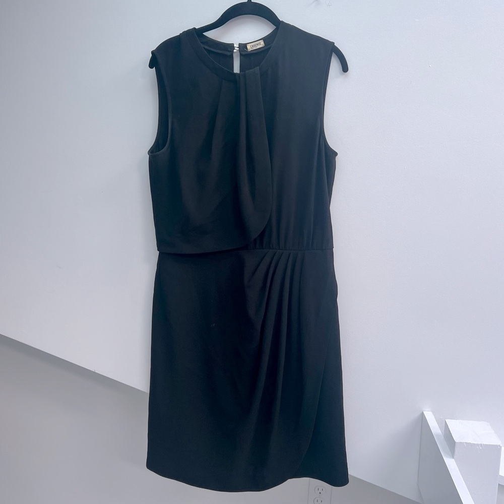 Chic size L black L’AGENCE dress w/ draping, knee length, sleeveless, sexy back